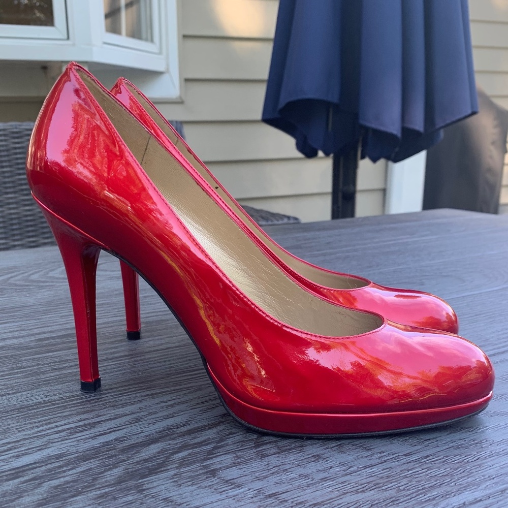 Stuart Weitzman red patent pumps heels Sz 9.5